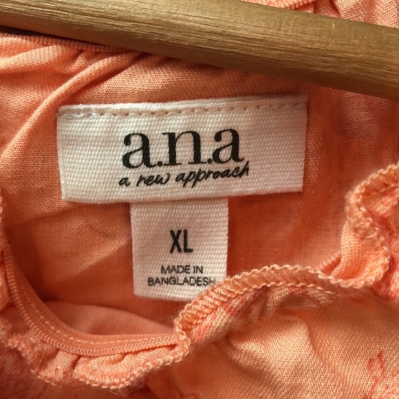 NWT ANA Shirt SZ XL Sleeveless Scoop Neck Cut Out In Back Orange Floral - Picture 9 of 10